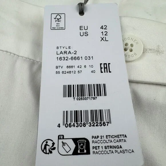 NWT BOGNER Bermuda Lara2 Shorts Women's XL/12 White 13 Inch Inseam Stretch - Picture 2 of 15